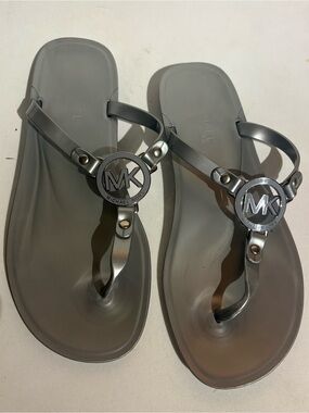 Michael Kors Gray Jelly Logo Thong Sandals